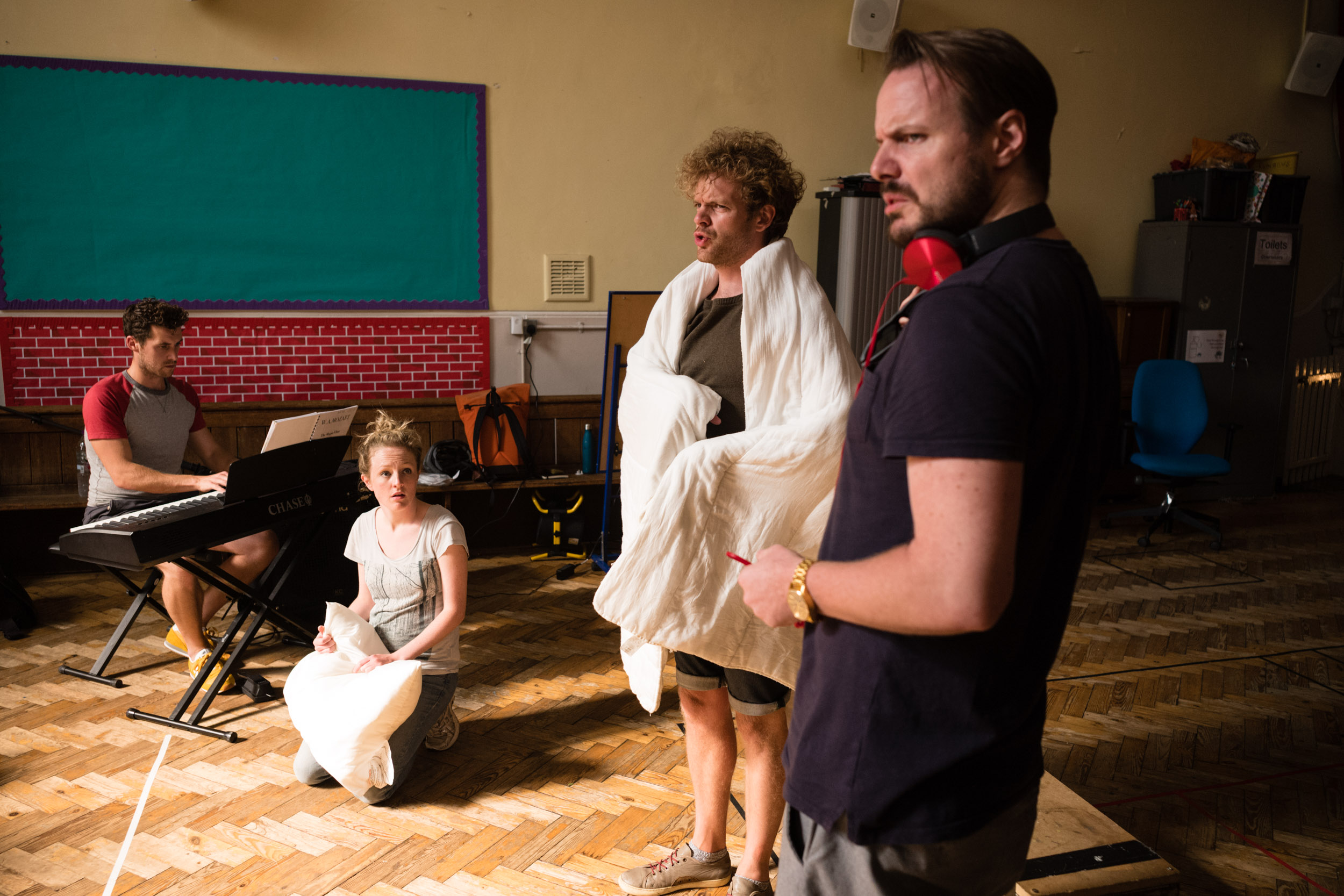 From Left: David Keefe (Musical Director), Susanna Buckle (Pamina), Peter Kirk (Tamino), Tom Stoddart (Papageno)